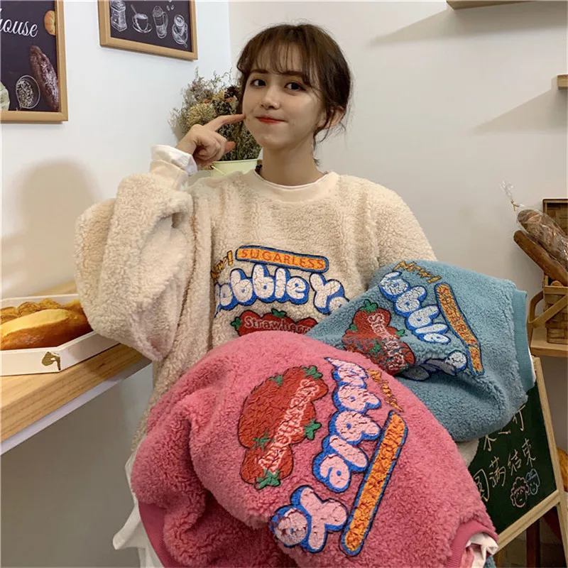 

Korea Loose Tops Female Loose Autumn Students Specials Pink Sweatshirt Soft Sweatshirt Autumn Streetwear Lovely Hoodie Girls
