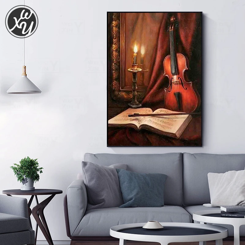 WEIWEI 5D Diy алмазная живопись винтажная скрипка Полный Набор для вышивки крестиком