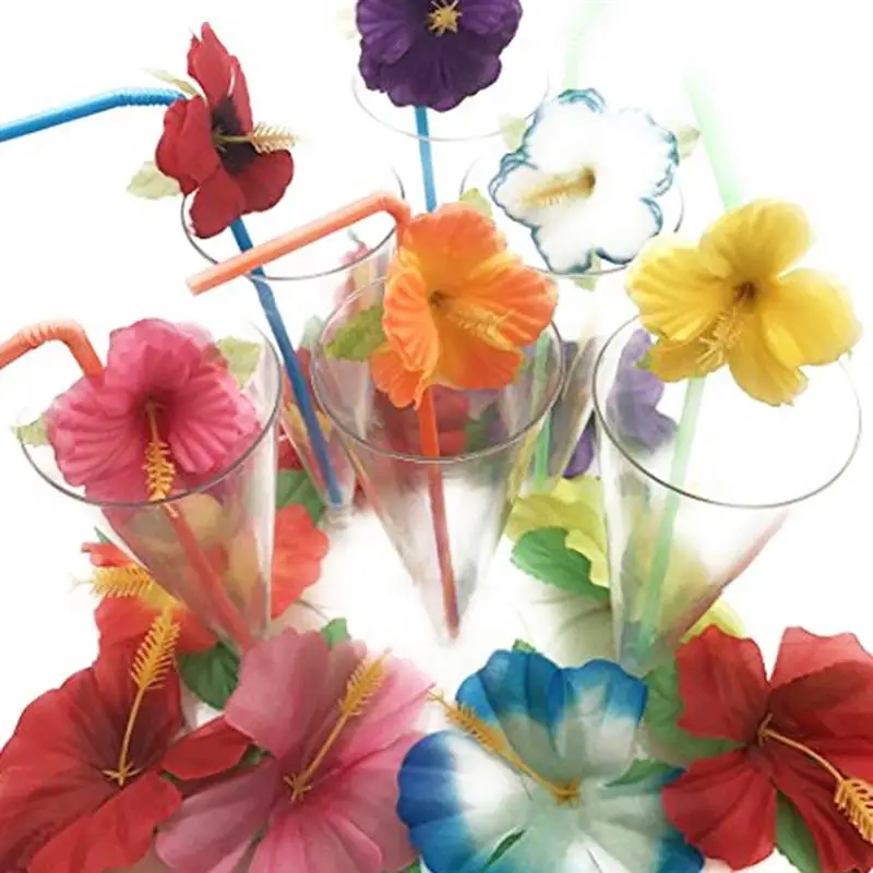 10 шт. соломинки милые Креативные одноразовые пластиковые цветочные для напитков