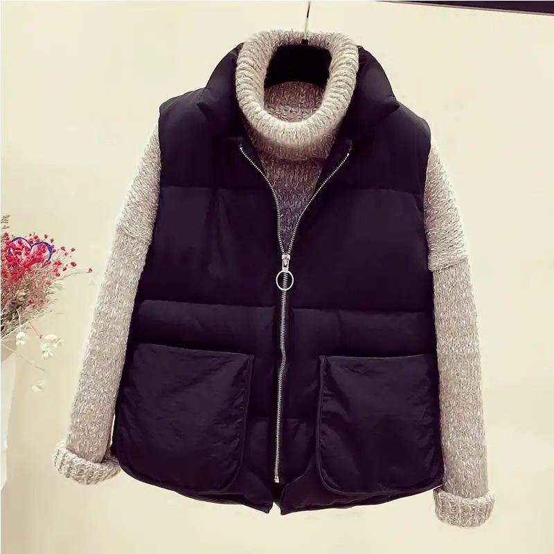 Женский короткий жилет с капюшоном и хлопковой подкладкой без рукавов | Женская