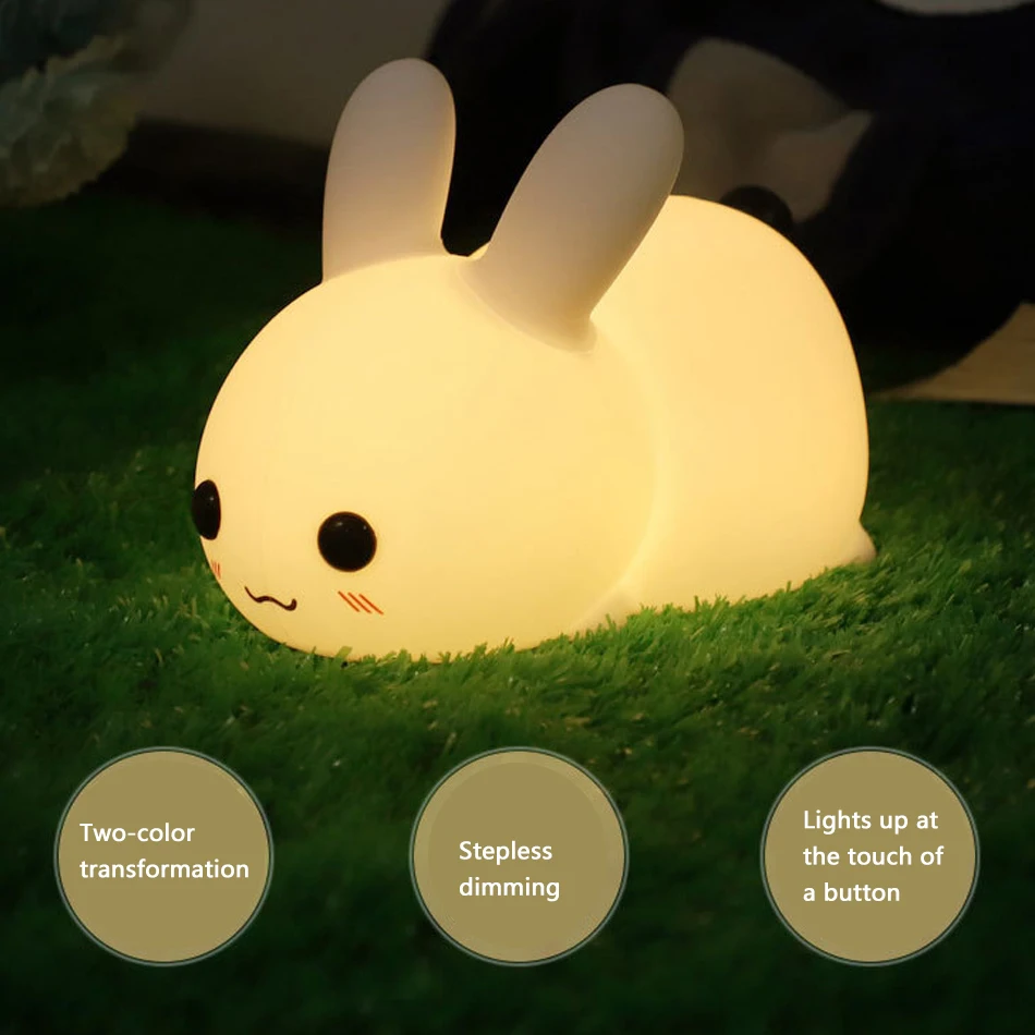 

Сенсорные ночники в виде кролика, силиконовые ночники с регулируемой яркостью, зарядка через USB, детские подарки для малышей, ночник в виде м...