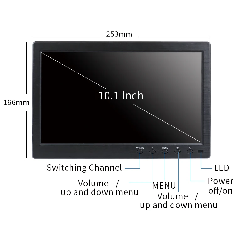 

Portable 10.1-inch IPS HD monitor with AV VGA BNC USB HDMI interface PS4/PS5/switch/raspberry pie/gaming laptop extended screen