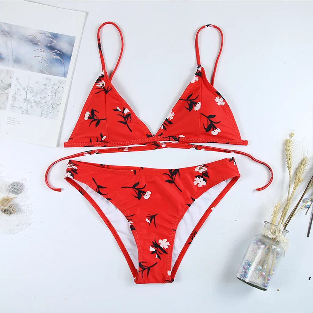Sweet Red Swimwear Women High Waist Bikinis Separate Women's Swimsuit Female Retro Beachewear Stroj Kapielowy Damski | Женская