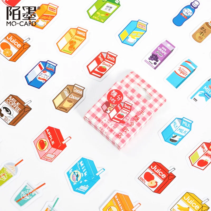 45 pcs /Box Candy Fruit Juice Milks Decorative Paper Stickers Decoration Hand Account Decor adnan tamime y fermented milks