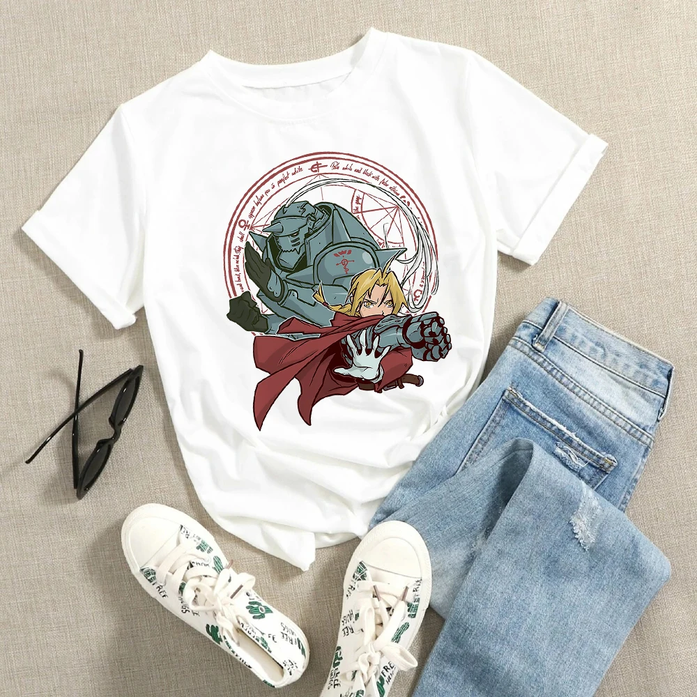 

Popular Funny New Women T-shirt Japanese Anime Fullmetal Alchemist Shirt Cartoon 2021 New Arrivals Exquisite Style Tops