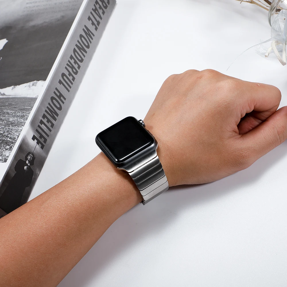 sliver 1:1 ремешок для Apple watch, Браслет Apple watch 5, 4, 44 мм, 40 мм, металлический ремешок из нержавеющей стали для iWatch 3, 21, 42, 38 мм - Цвет ремешка: sliver