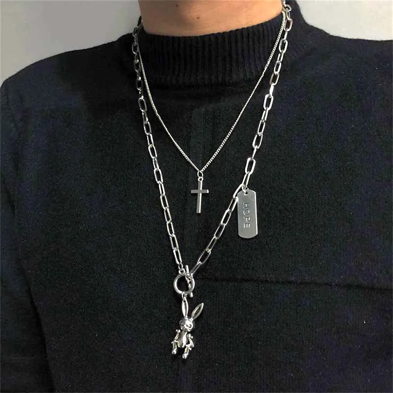 

Hip Hop Chain Necklace Coin Geometric Heart Multilayer Long Chains Necklaces For Women Men Party Jewelry Street Shot Accessories