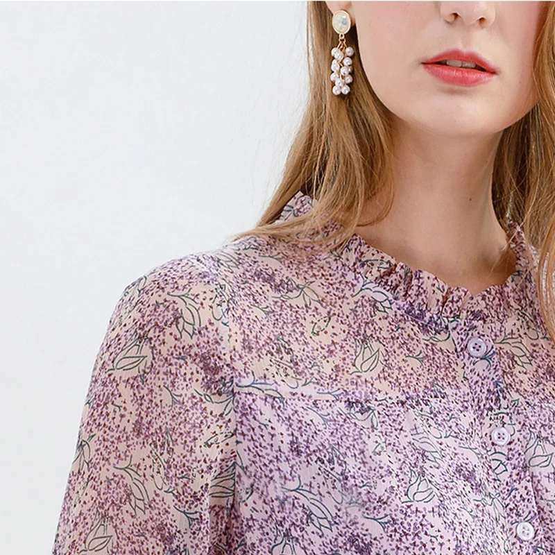 Женское длинное шифоновое платье Only Plus весеннее Прозрачное феи с принтом и