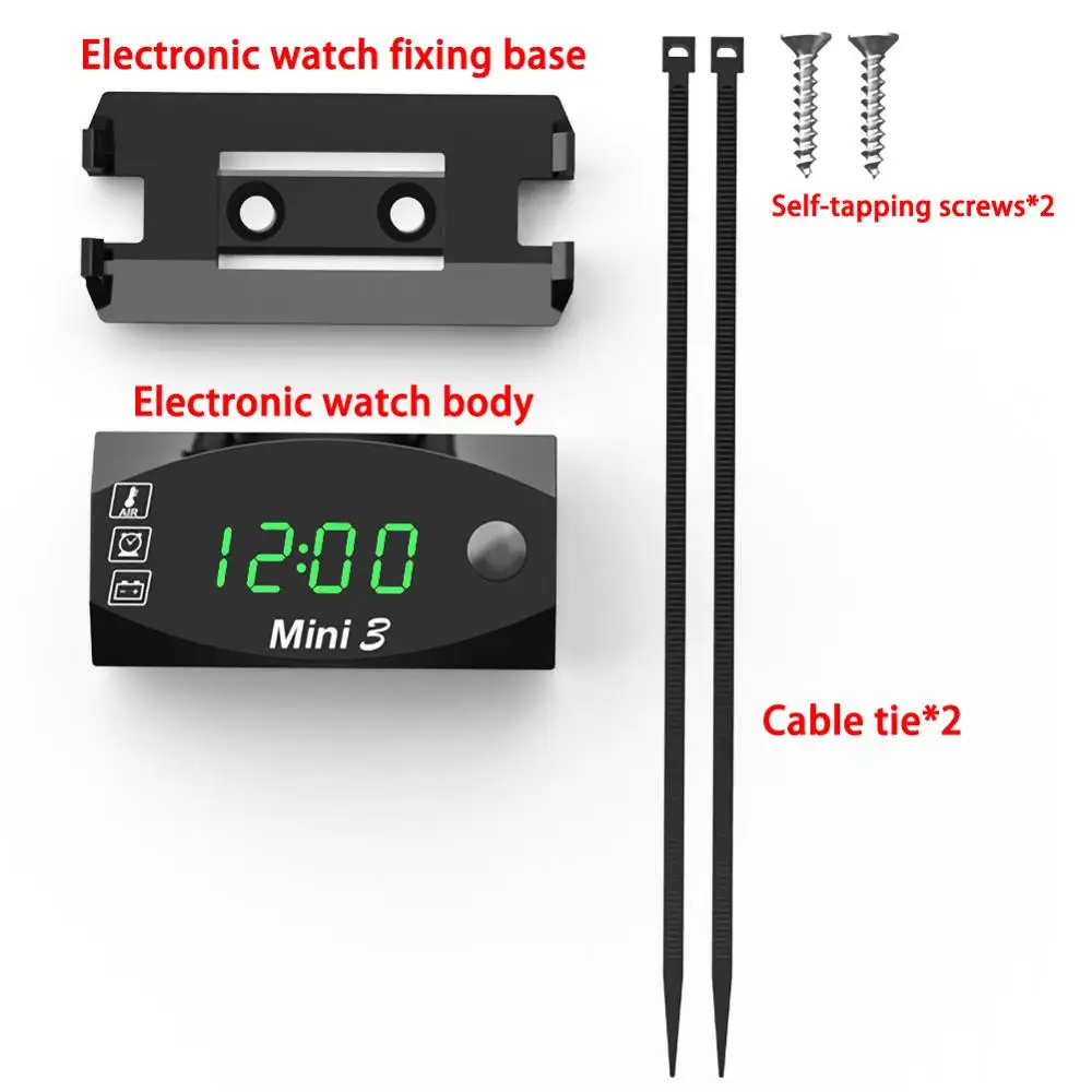 

Universal Motorcycle Electronic Clock Thermometer Voltmeter Three-In-One IP67 Waterproof Dust-proof LED Watch Digital Display