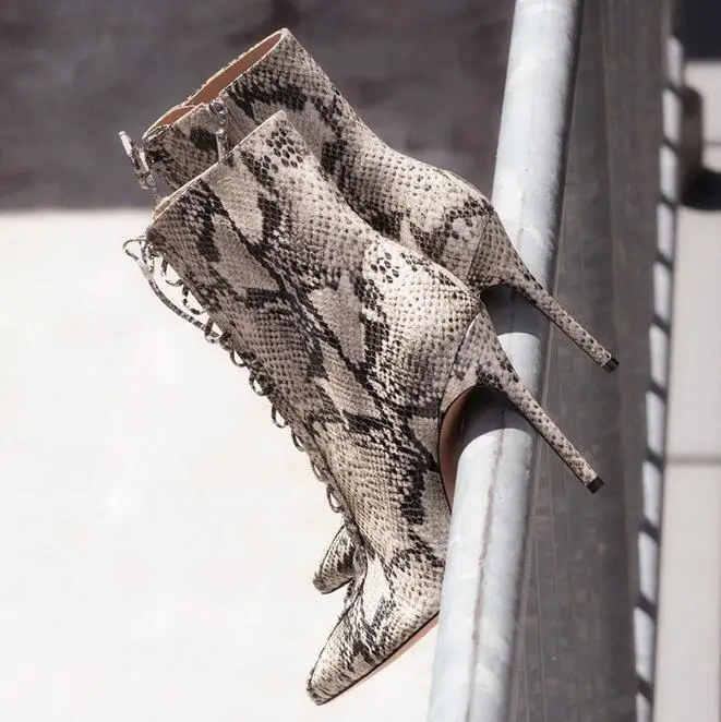 

Женские кожаные ботильоны на молнии, с заостренным носком, на высоком каблуке