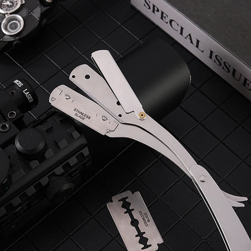 Бритва мужская классическая из нержавеющей стали со сменным держателем | Красота