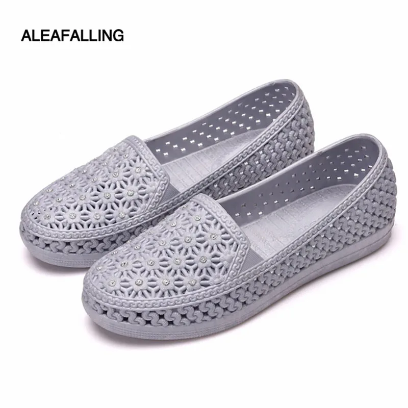 Женские босоножки с кристаллами Fengnong из ПВХ прорезиненная обувь модные дышащие