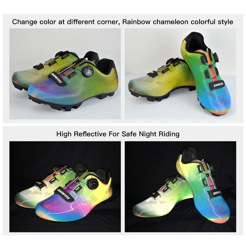 Murah Baru Sepatu Bersepeda Mempesona Bunglon MTB Sepatu Bersepeda Light Pro Sepeda Gunung Sepatu SPD Reflektif Sepeda Profesional Sepatu
