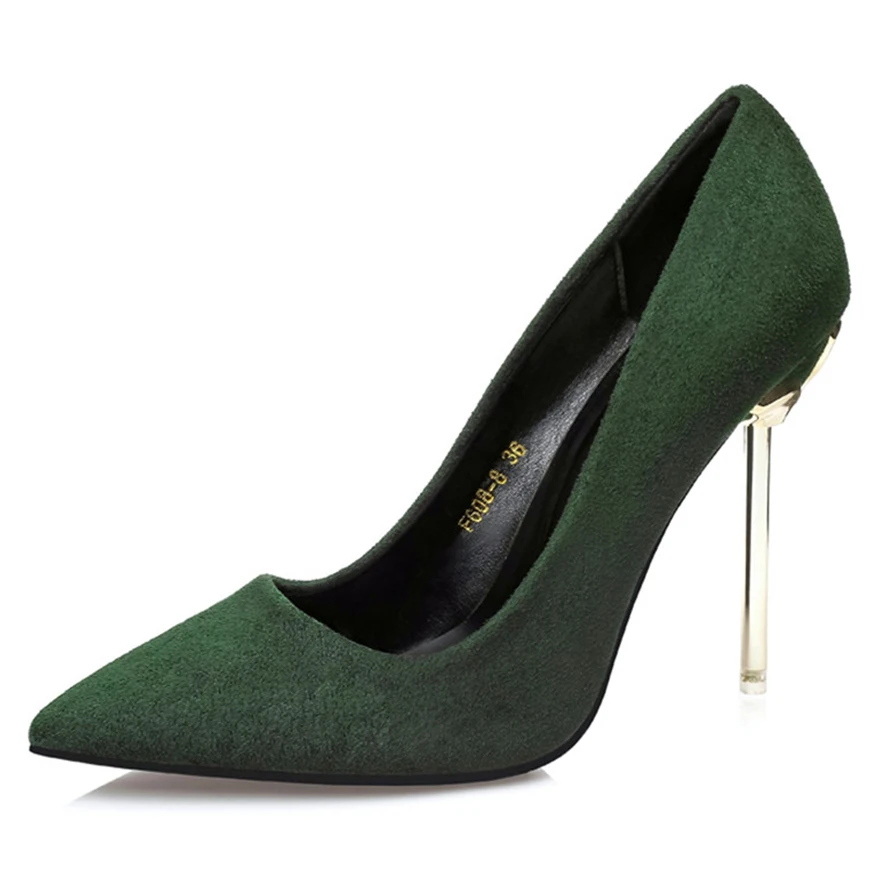 

6 Colors Concise OL Office Lady Shoes 2019 New High Heels Autumn Flock Women's Pointed Shoes Shallow Sexy Dress Party Pump Women
