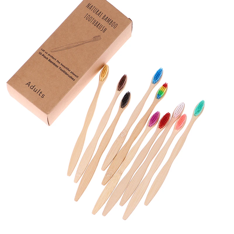 

10PCS Biodegradable Bamboo Toothbrush Dental Eco Bristle Natural Bamboo Tooth