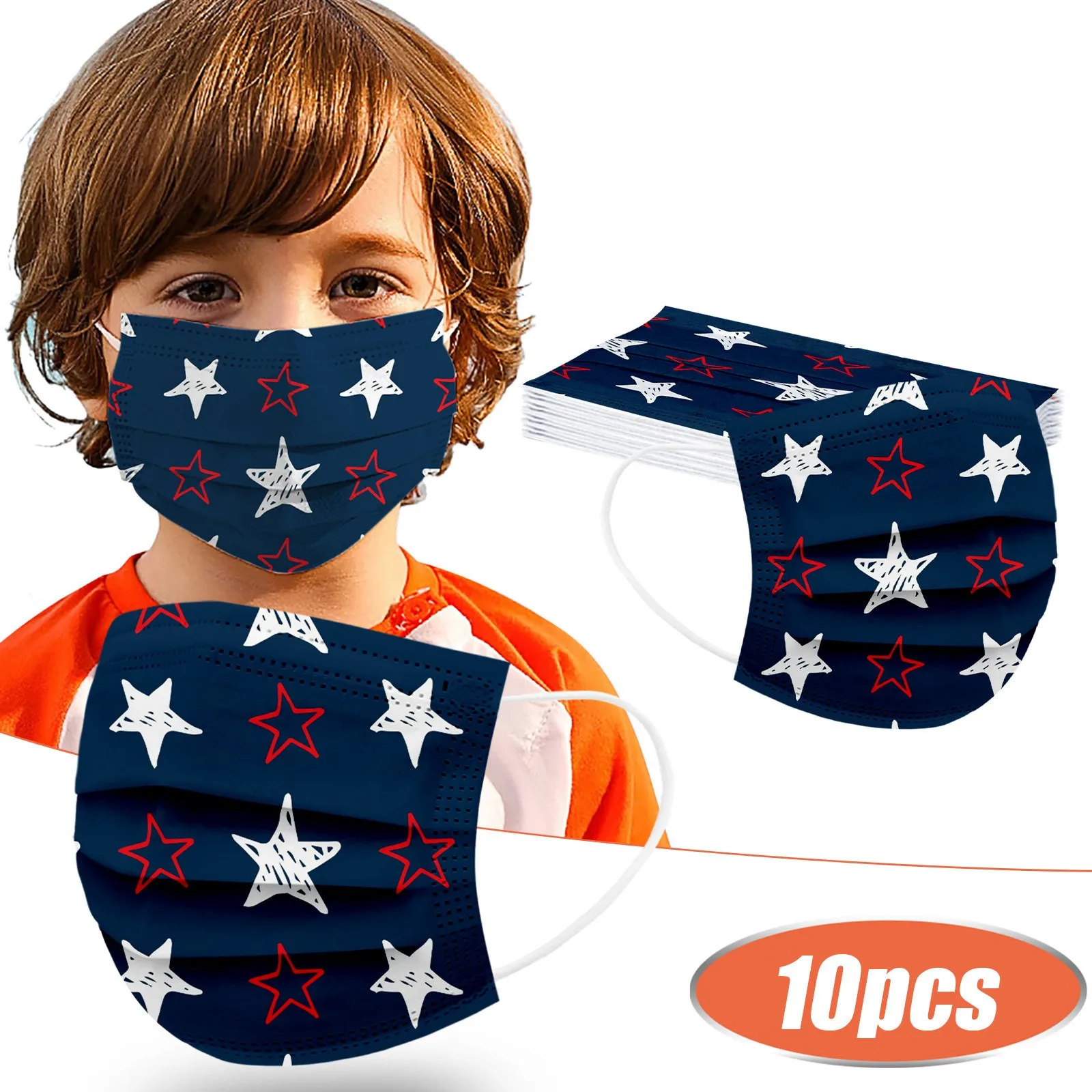 

10pc Child Disposable Stars Mask For Kids Face Cover Children Protection 3ply Dustproof Pm2.5 Baby Masks Decoration Mascaras