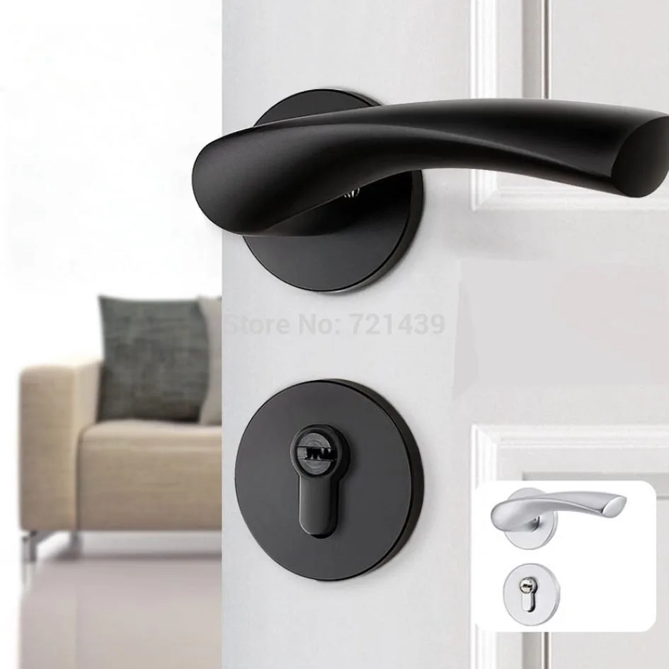Черные твердые пространства алюминиевые дверные замки Континентальная спальня