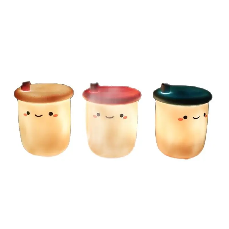 

Креативный милый Ночной светильник с молочным чаем, ночник в виде сердца для девочек и общежитий, мультяшный детский прикроватный светильн...