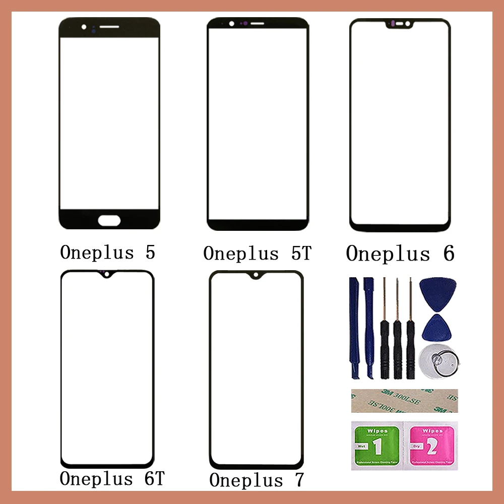 Мобильный сенсорный экран внешнее стекло для Oneplus 5 5T 6 6T 7 сенсорный экран сенсор Передняя панель дигитайзер стеклянная крышка Замена
