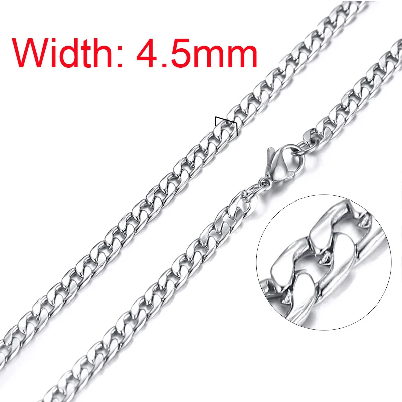 Нержавеющая сталь ссылка звеньевая цепочка на шею для мужчин 4 5 мм 6 7 9 варианты |