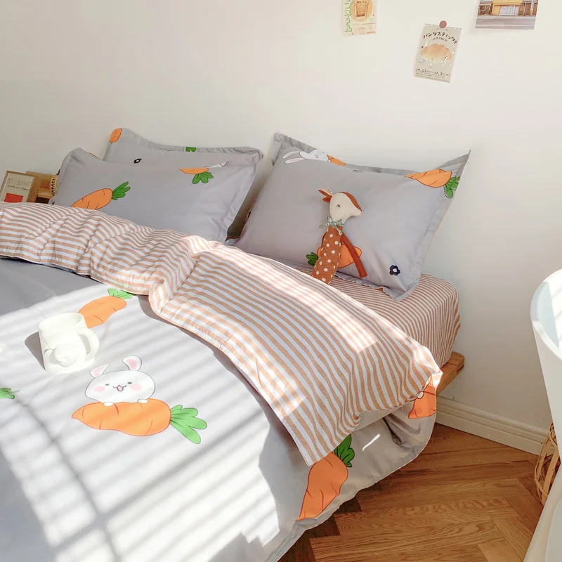 

New style Radish Petals Bedding Set Cotton Bed Linen Sheet Cover 240x220 Single Double Queen King Quilt Covers Sets