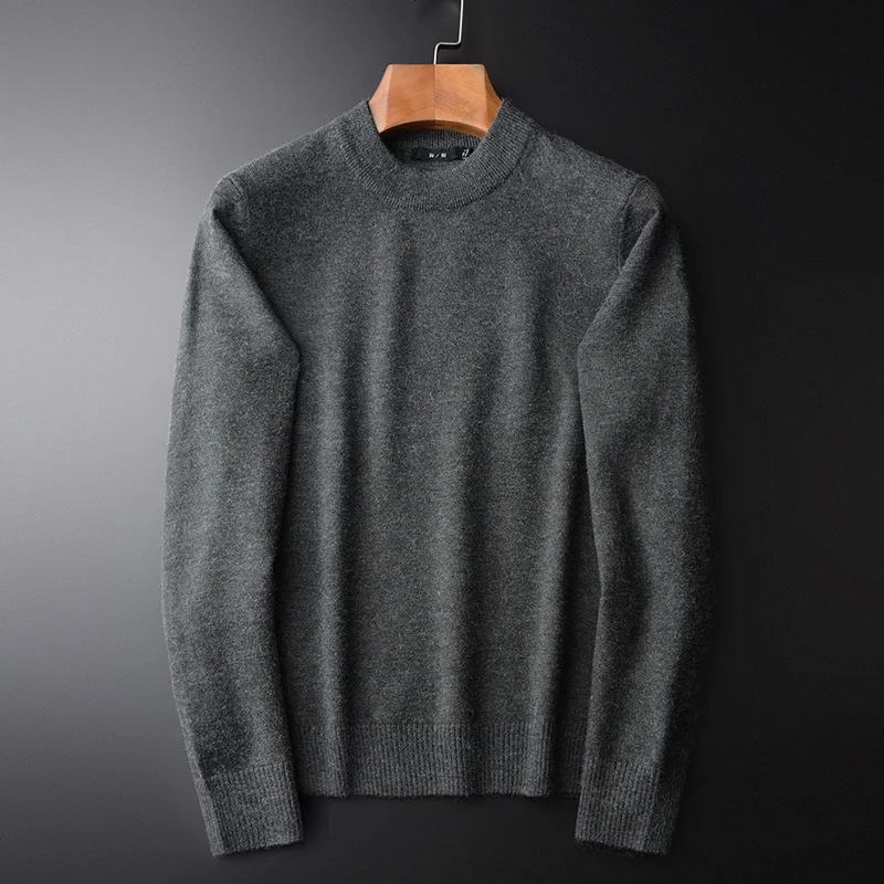 

Мужской свитер с круглым вырезом на осень и зиму, новый стиль, утолщенный теплый свитер со встроенной вставкой, Повседневный пуловер, Топ