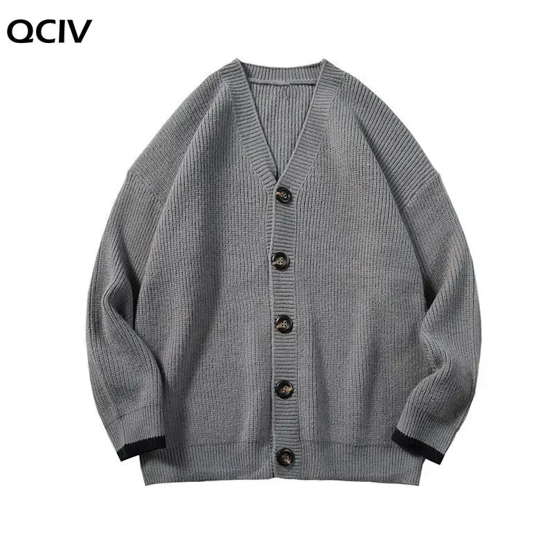 

Autumn New Cardigan Sweater Lake Blue V-neck Loose Casual Solid Color Harajuku Men Fashion Clothing Plus Size M-2XL
