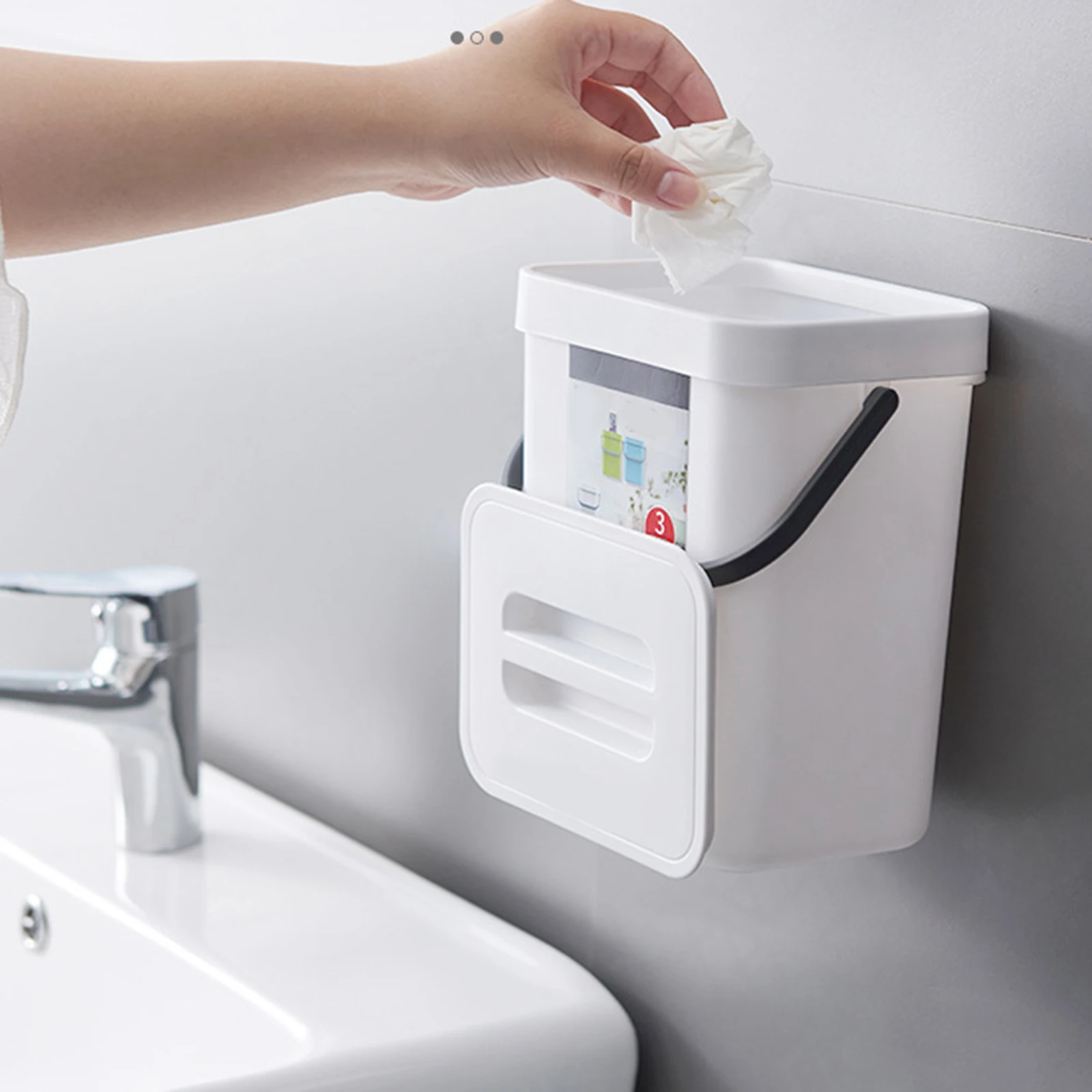 

Push-top Trash Can Chef Hanging Automatic Returns Lid for Fruit Vegetable Pericarp TRYC889