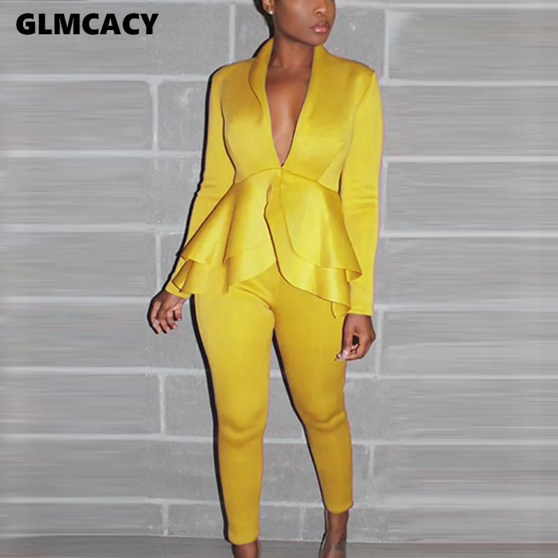 Женские повседневные комплекты с глубоким v образным вырезом и длинным рукавом