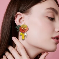 2020 europe and america new fashion exquisite hand woven color flowers bride fashion temperament womens earrings wholesale