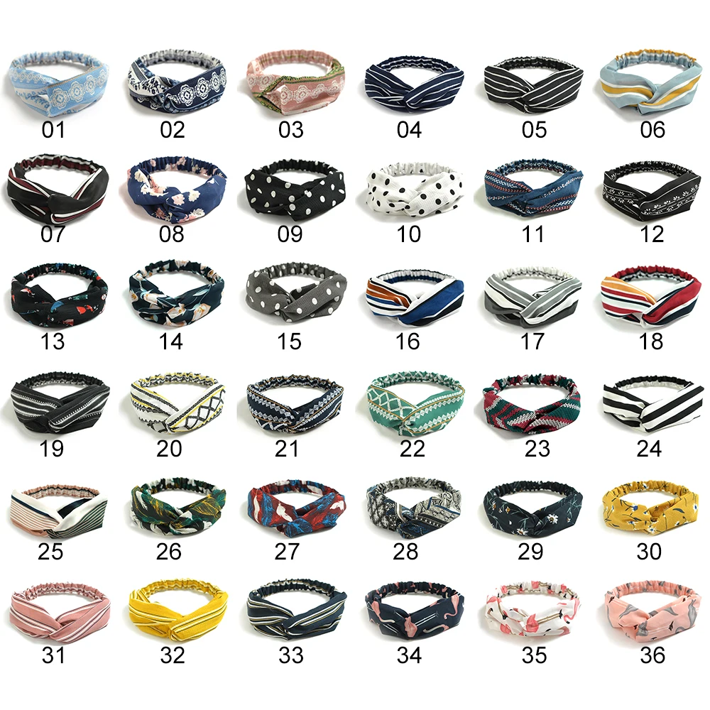 Женская повязка на голову с принтом эластичная хлопковая перехлёстом 1