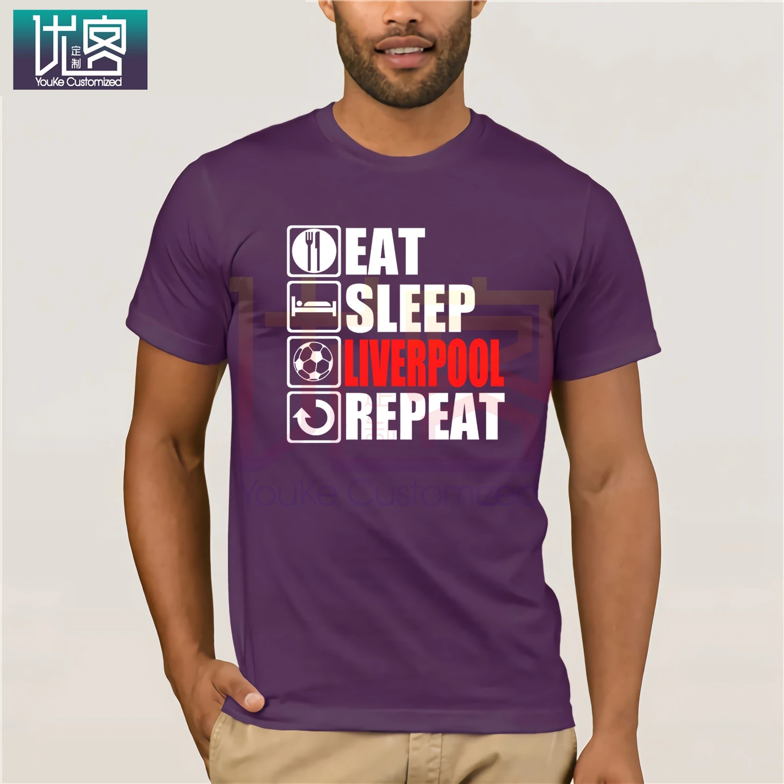 Футболка с надписью Eat Sleep Ливерпуль забавный Топ для футбола рождественским