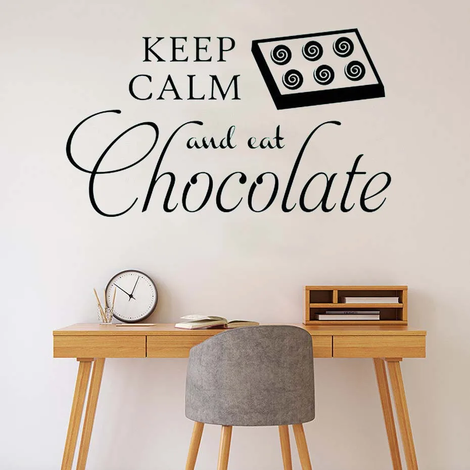 

Keep Calm Wall Decals Kitchen Wall Decal Keep Calm and Eat Chocolate Vinyl Lettering Removable DK-215
