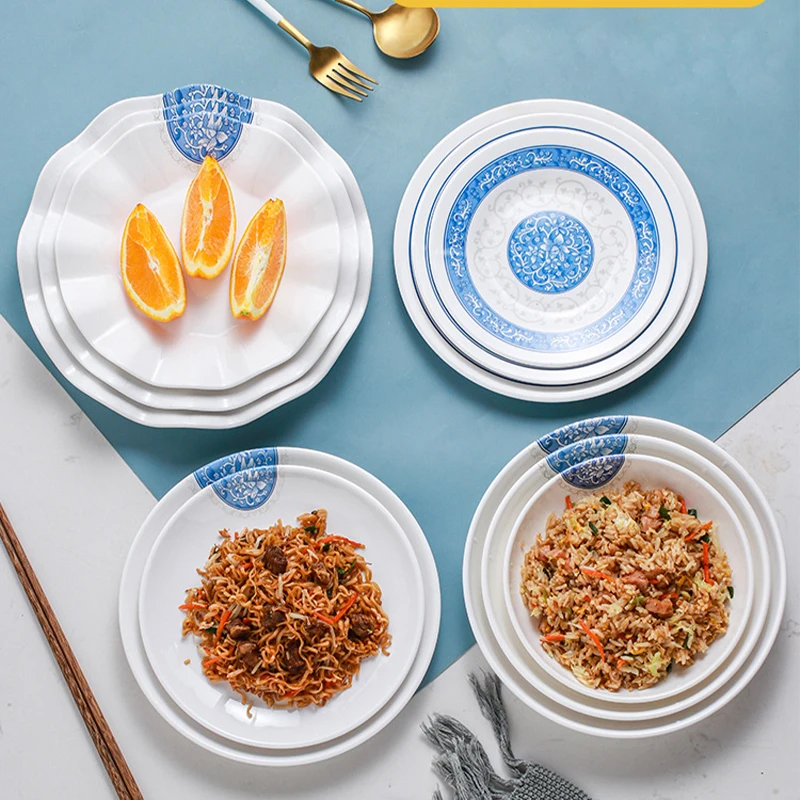 

Nordic Plastic Imitation Combined Plates Set Ceramic Plates Pattern Plates Steak Breakfast Cake Fruits Dish Environmental