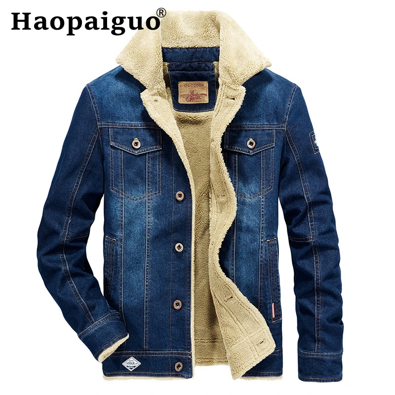 

M-6XL, оптовая продажа, Мужская джинсовая куртка, Осень-зима, военная джинсовая куртка, Мужская Толстая теплая куртка-бомбер, синяя армейская м...