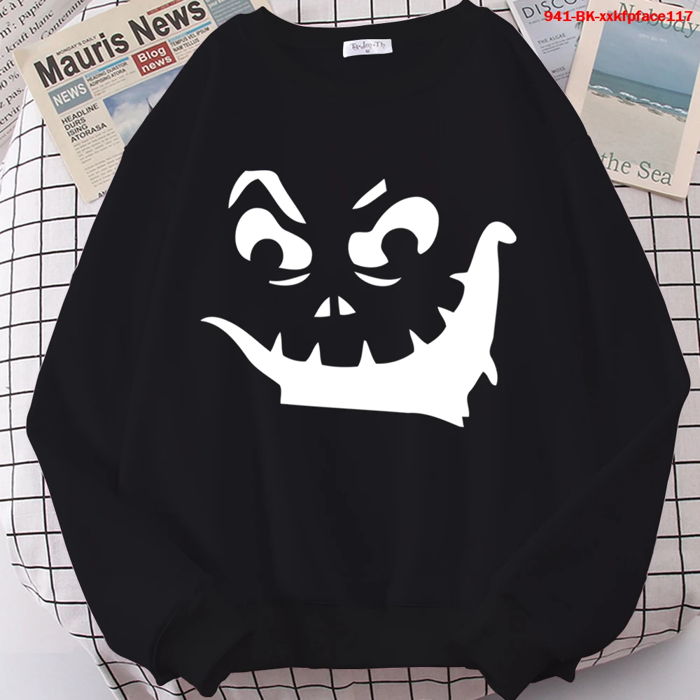 

Fashion Pumpkin Face Sweatshirt O-Neck Unisex Hoodie Women Long Sleeve Casual Sweatshirts 2021 New Halloween Party Women Clothes