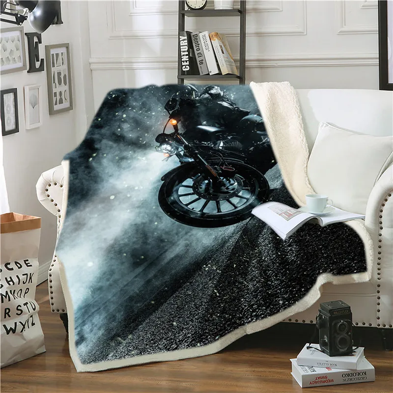 

Motorcycle sports lamb blanket double plush 150x200cm
