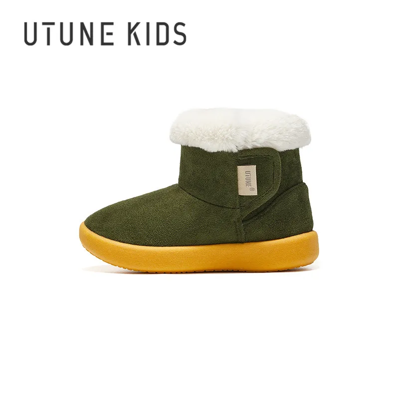 

UTUNE Children Shoes Boys Girls Winter Snow Boots Kids Rubber Sole Outdoor Anti-slip Thick Plush Warm Sneakers Original 2021 New
