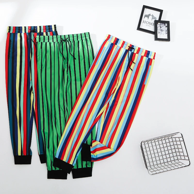 

Stripe Printed Pants Mid Waist Pencil Pants Exclusive Design Fashion Print Pants Casual Joggers Trousers Vintage Straight Pant