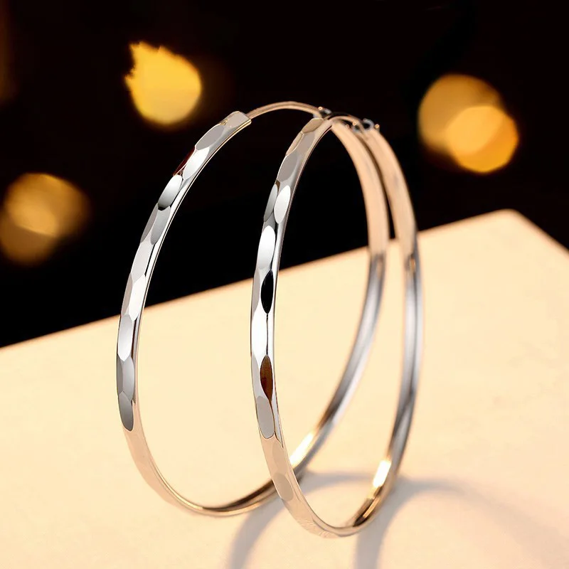 

Foxanry 925 Sterling Silver Big Circle Stud Earrings for Women New Fashion Exaggerated Party Jewelry Gifts Prevent Allergy