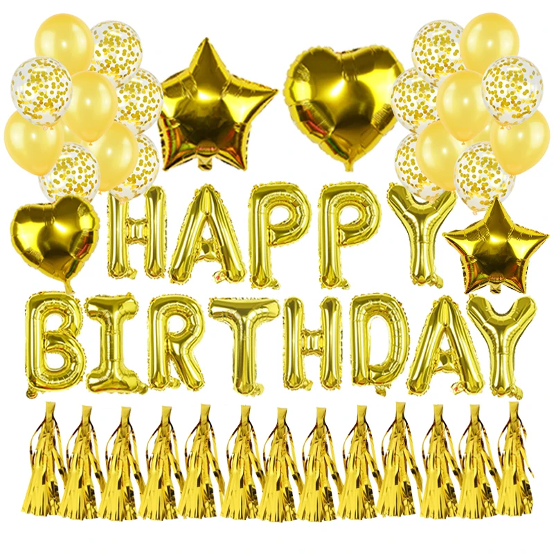 

Birthday Party Supplies Gold Foil Happy Birthday Balloons Latex Confetti Ballons Decorations for Kids Birthday Baby Shower Decor