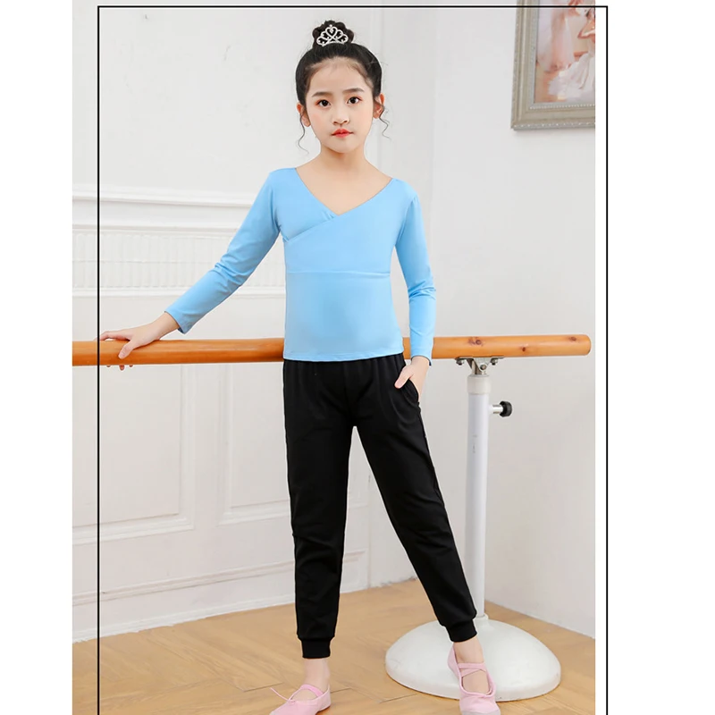 

Детские балетные костюмы для девочек костюмы для гимнастики топ с длинными рукавами + штаны, комплект спортивной танцевальной одежды хлопк...