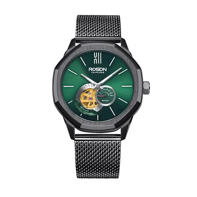 Green Steel Luxury Brand ROSDN Men's Watches Japan MIYOTA 8N40 Automatic Mechanical Pocket Watch Man Sapphire Skeleton 50M Waterproof R2189 - Color: Green Steel