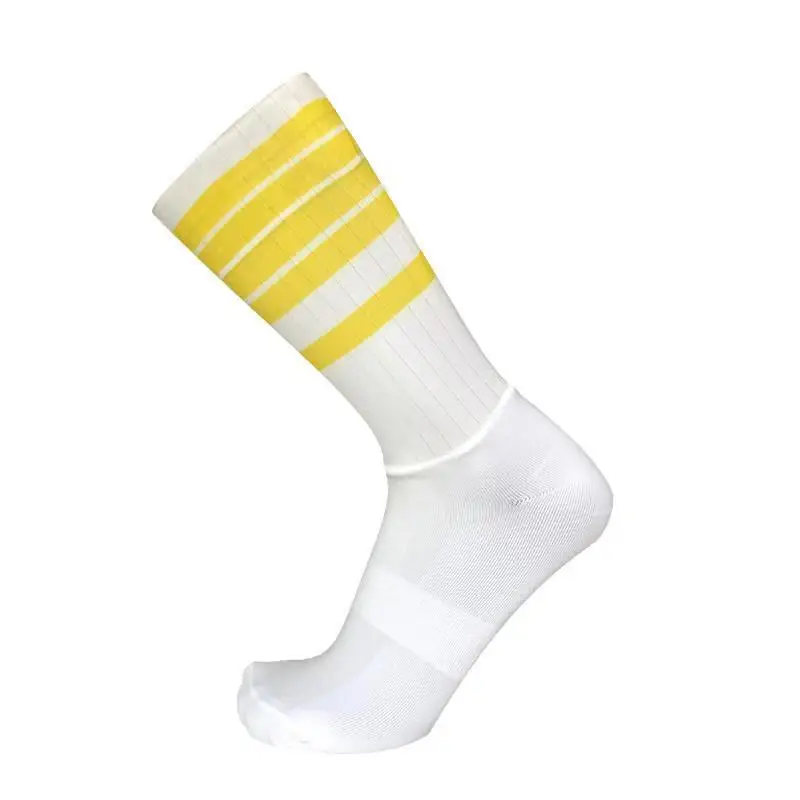 

Yellow Stripe Breathable Cycling Socks Men Anti Slip Seamless Bike Socks Wearproof Road Calcetines Ciclismo Team Aero Socks