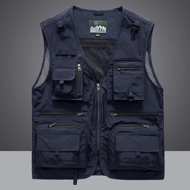 

Waistcoat Vest Jacket Men Multi-Pocket Classic Male Sleeveless Coat Outdoor Photographer Fishing Jackets 5XL Vest Travel Clothes