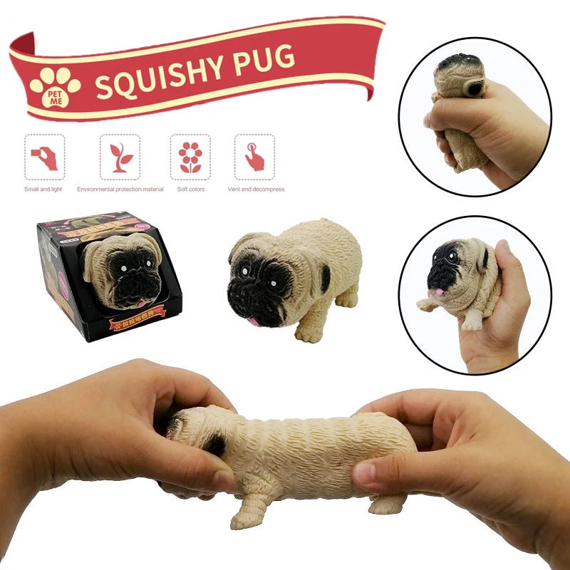

Creative Lala Pug Decompression Toys Pinch Dog Sand Elastic Stretch Deformation Vent Toy Novelty Animal Squeeze Toys Novelty