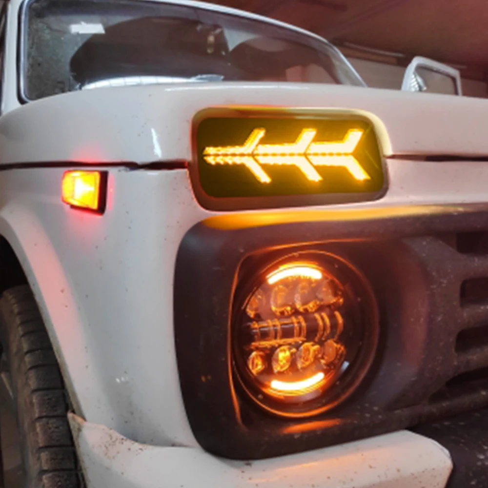 Для Lada Niva 4X4 1995 светодиодный DRL светильник s Запуск поворотник Функция аксессуары