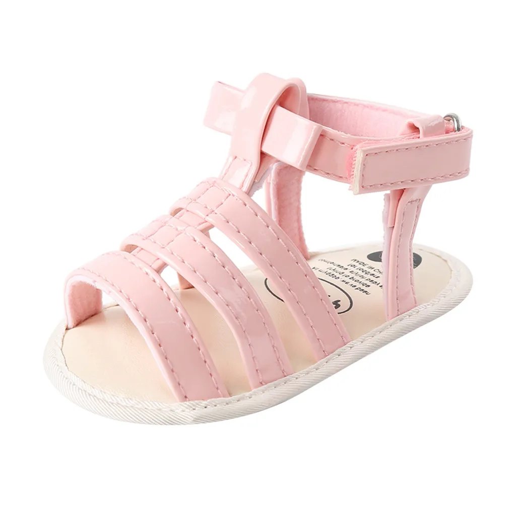 

2021 New summer baby baby cute simple bow Roman wind pure color soft sole comfortable toddle shoes baby sandals