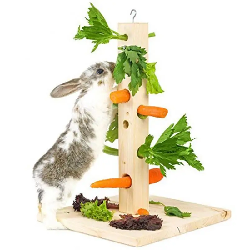 

1 PCS Hamster Feeder Holder Wooden Standing Type Stand For Rabbit Hamster Chinchilla Hay Vegetable Food Rack Pet Supplies