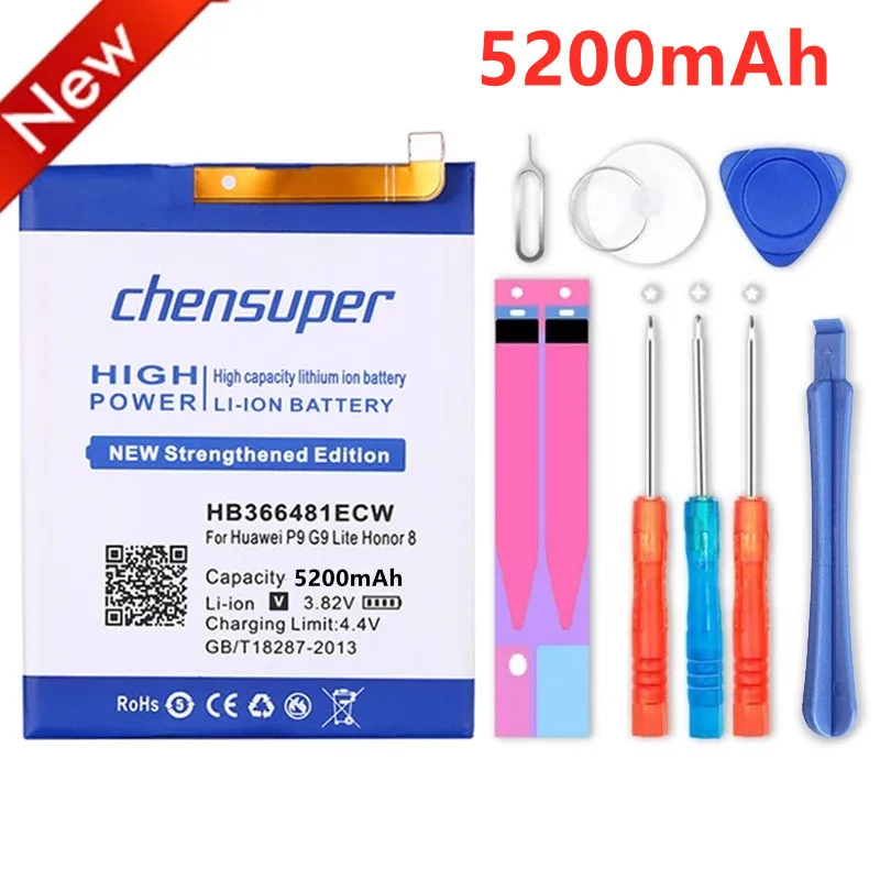 Chensuper HB366481ECW 5200 мАч батарея для Huawei P9 EVA AL00 AL10 TL00 G9/для G9 Lite/ Honor 8/Honor 5c|battery for huawei|battery